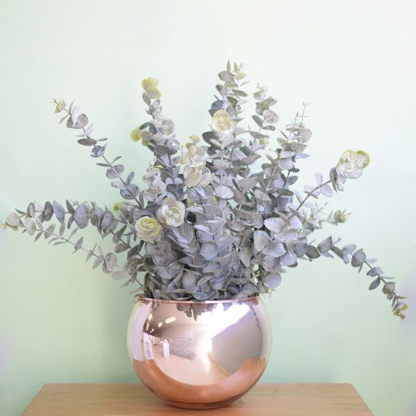 Arranjo Artificial De Eucaliptos No Vaso Rose Gold | Formosin